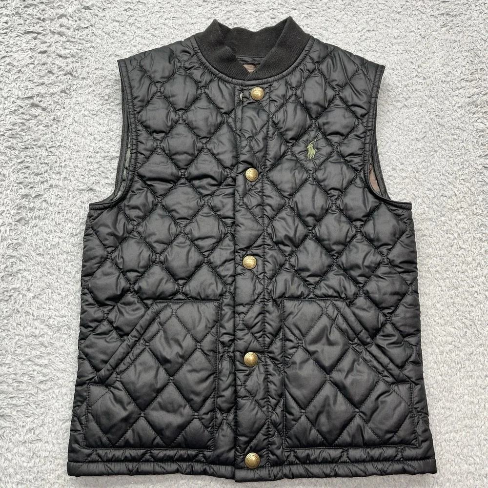 Polo Ralph Lauren Diamond Quilted Vest‎  Boys 7 Chocolate Brown Camo Interior